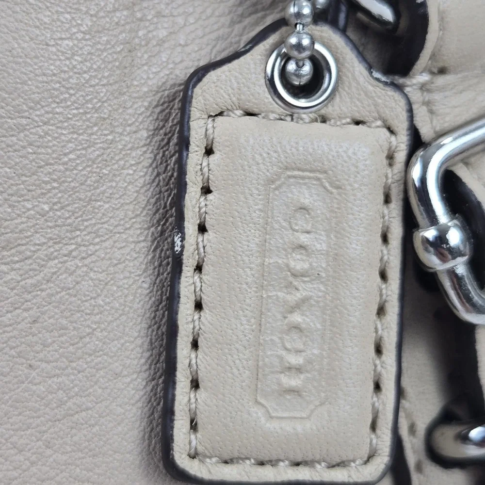 Coach Madison Mini Shoulder Bag Y2K Beige Leather Satchel Purse Buckles Vtg Y2K